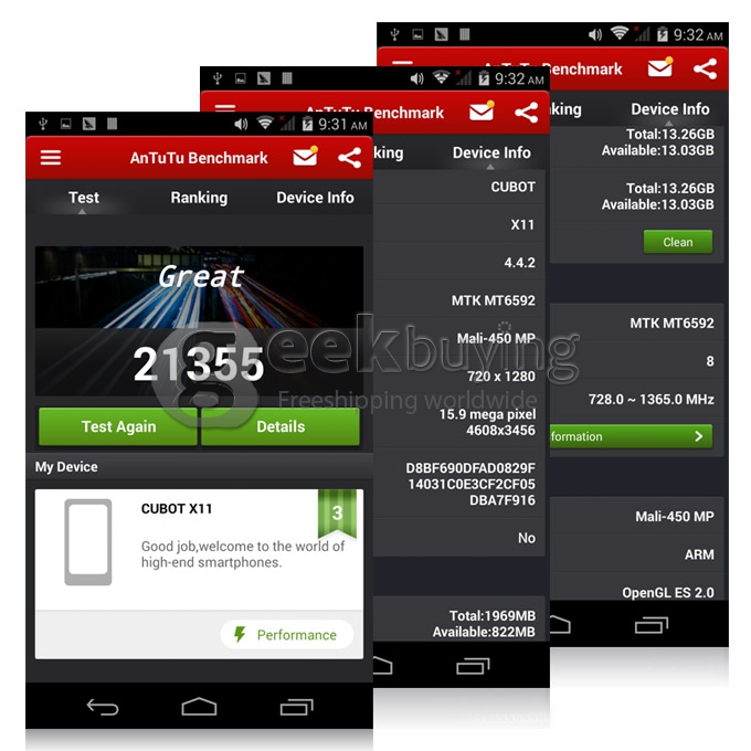 CUBOT X11 5.5inch IP65 Waterproof MTK6592M 1.4GHz Octa Core Android 4.4 2GB 16GB IP65 Waterproof Smartphone IPS OGS HD 16.0MP - White