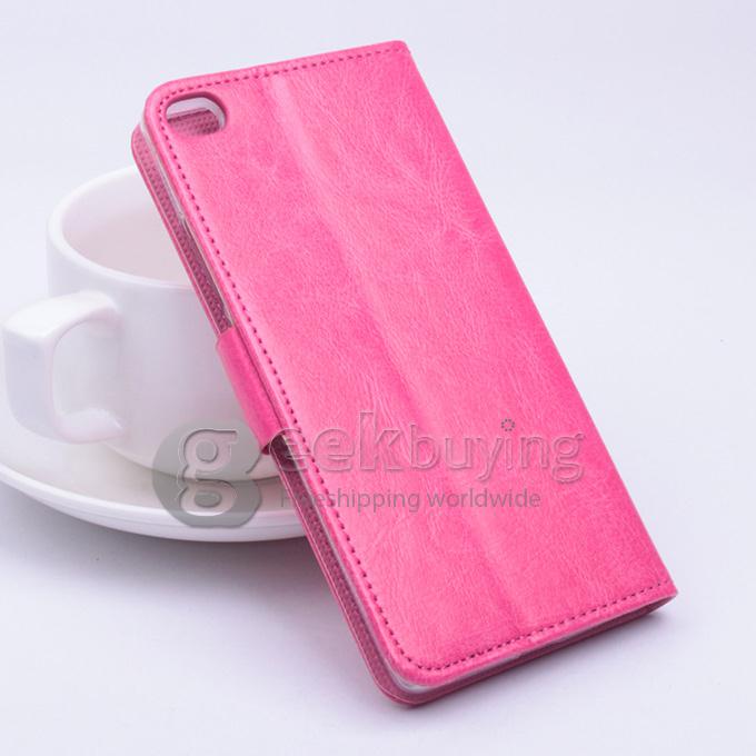 Protective Hard Cover Flip Stand Leather Case for HUAWEI Ascend P8 - Rose