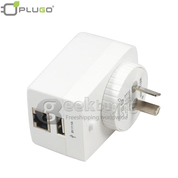 PLUGO Universal Global Travel AC UK/EU/US/AU Plug Power Adapter Conversion Socket General with USB Port - White