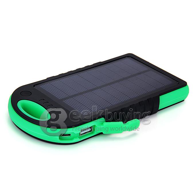 Solar Panel Charger 12000mAh Rain/Dirt/Shockproof Dual USB Portable Charger Backup External Battery - Green+Black