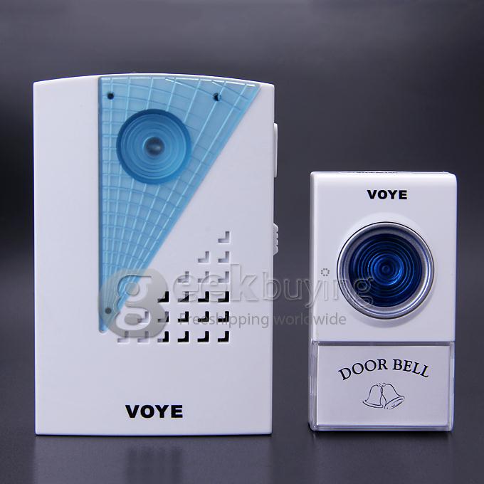 Voye V001A Wireless Intelligent Doorbell Remote Control Digital Receiver Doorbell With 38 Songs - White + Blue