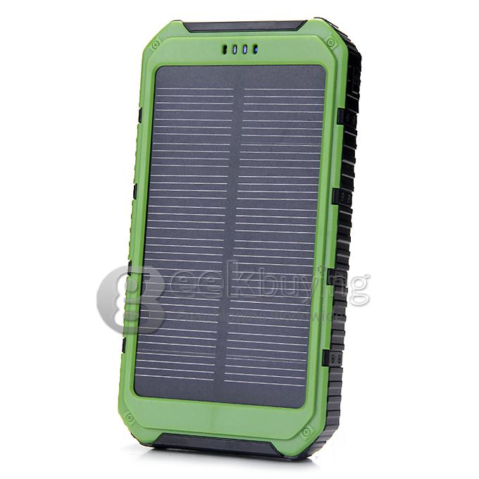 DS18000 6000mAh Solar Panel Mobile Charger Dual USB Power Bank Portable Spare Charger - Green