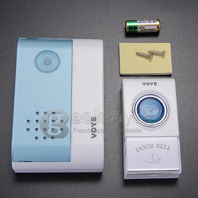 Voye V004A Wireless Intelligent Doorbell Remote Control Digital Receiver Doorbell With 38 Songs - White + Blue