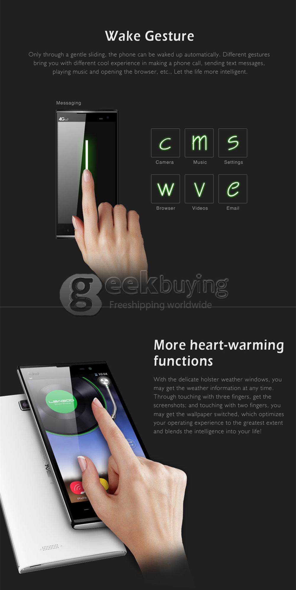 LEAGOO Elite 3 5.5 Inch Android 4.4 1GB 8GB Smartphone MTK6582+6290 Quad Core 1.3GHzIPS HD 13.0MP Hotknot OTG - Black