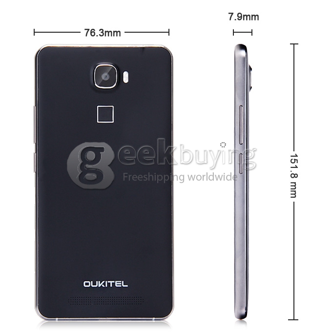 OUKITEL U8 5.5inch 64bit 4G FDD-LTE Android 5.1 Smartphone MTK6735 Quad Core 2GB 16GB 13.0MP Fingerprint ID Hotknot 2.5D Curved Screen - Black