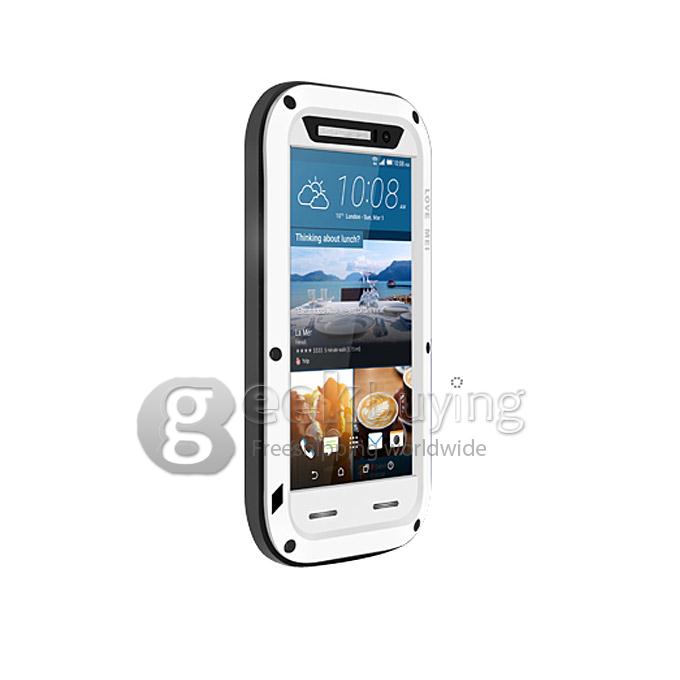 LOVE MEI Powerful Dirt/Shockproof Protective Case With Corning Gorilla Glass For HTC M9 -White