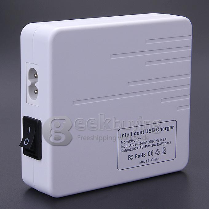 HC007 45W 7-Ports High Speed Desktop USB Charger US Plug With Intelligent Adjustable Output Ports - White
