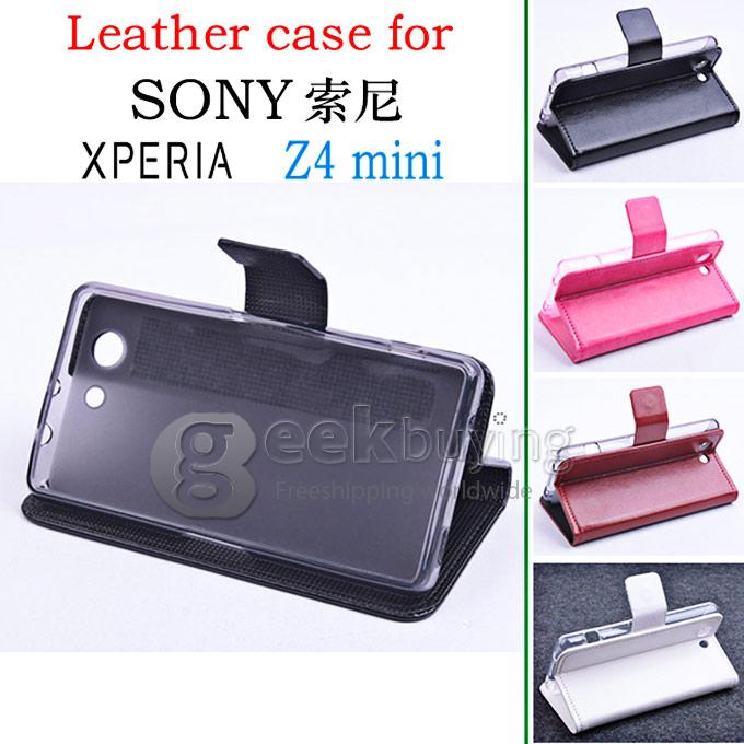 Protective Hard Cover Flip Stand Leather Case for Sony Z4 Mini Compact - Rose