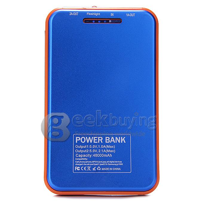 New DS158 Solar Charger 8000mAh Polymer Power Bank Portable USB Charger Dual USB - Blue