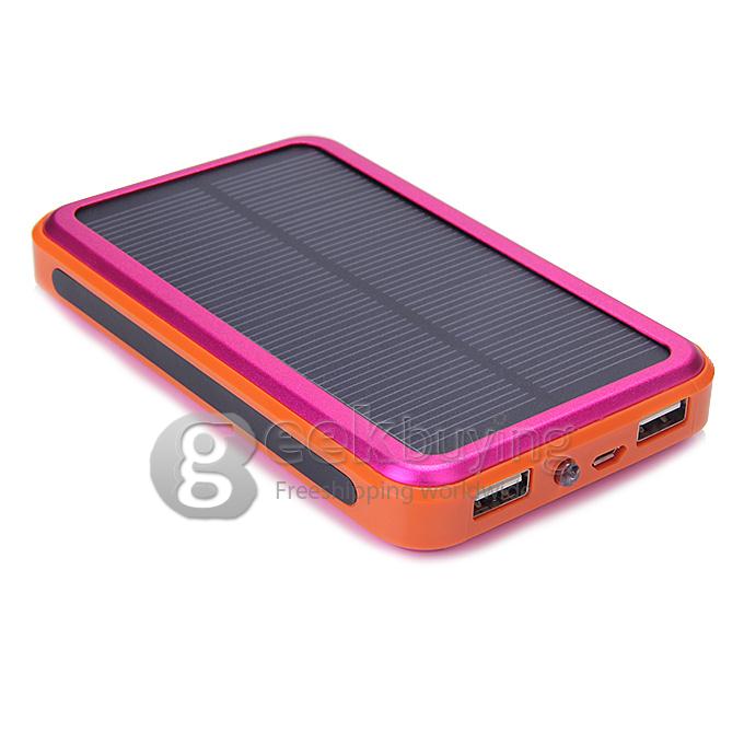 New DS158 Solar Charger 8000mAh Polymer Power Bank Portable USB Charger Dual USB - Rose