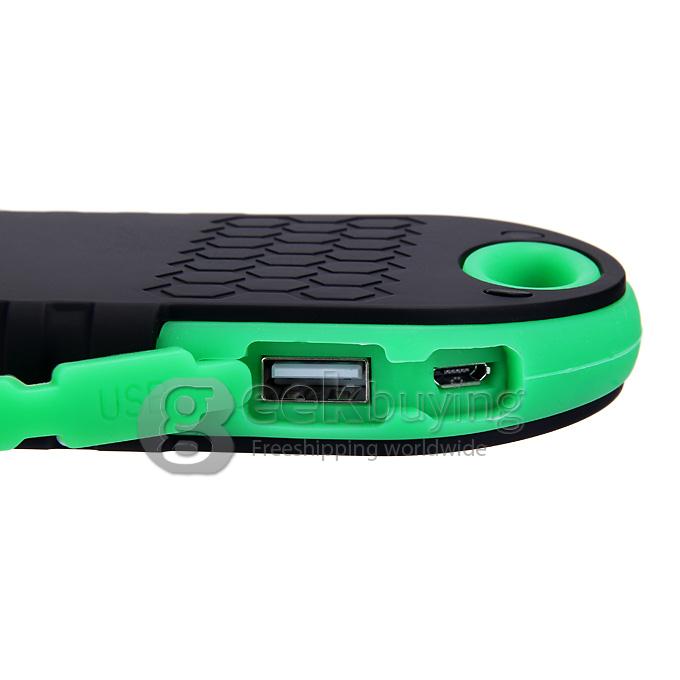 Solar Panel Charger 12000mAh Rain/Dirt/Shockproof Dual USB Portable Charger Backup External Battery - Green+Black