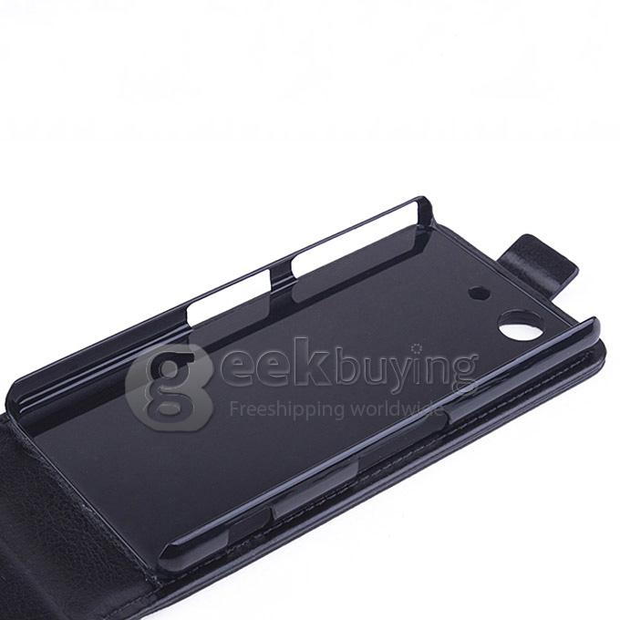 Protective Hard Cover Flip Stand Leather Case for Sony Z3 Compact Z3 Mini - Black