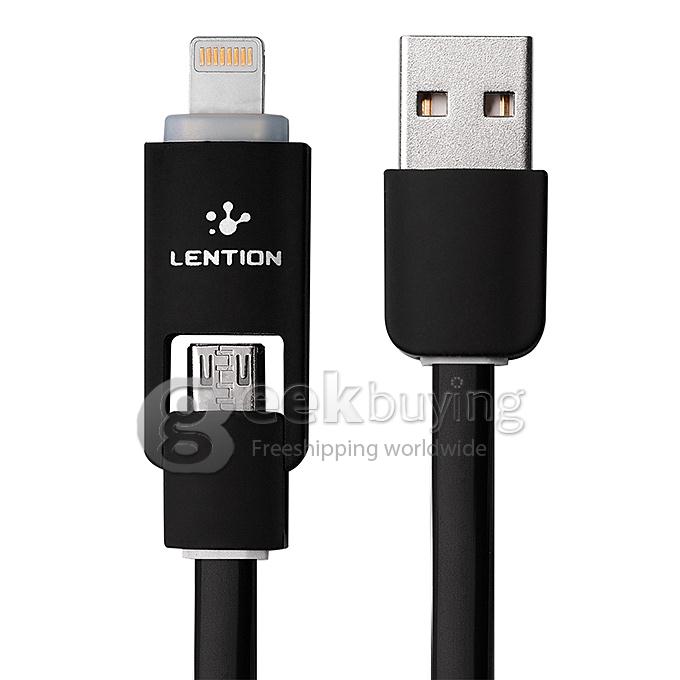 LENTION Halo Series 2 In 1 Data Cable 3.3FT 2M - Black