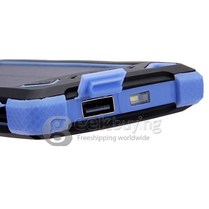 DS168 Solar Panel Mobile Charger 8000mAh Dual USB Power Bank Water/Dirt/Shockproof Portable Spare Charger - Blue