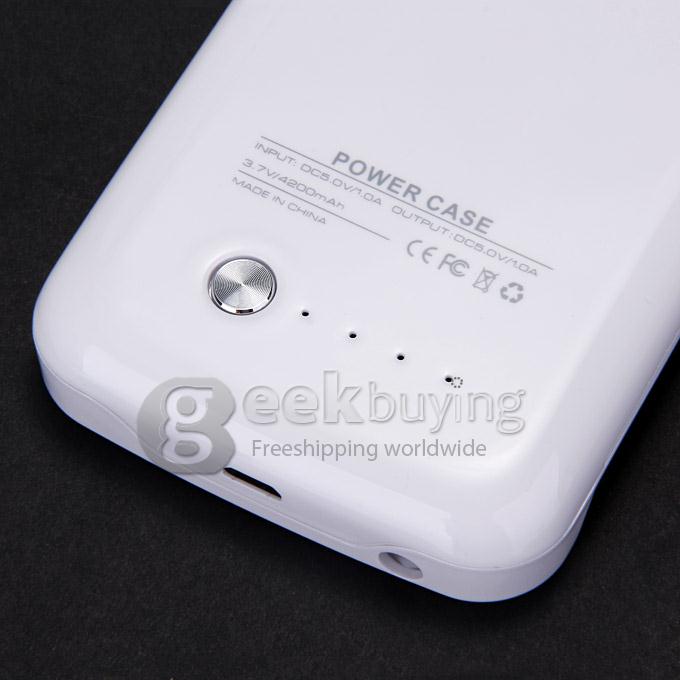 4200mAh Battery Power Pack Charger Cover Case For Samsung Galaxy S6 S6 Edge G9200 - White