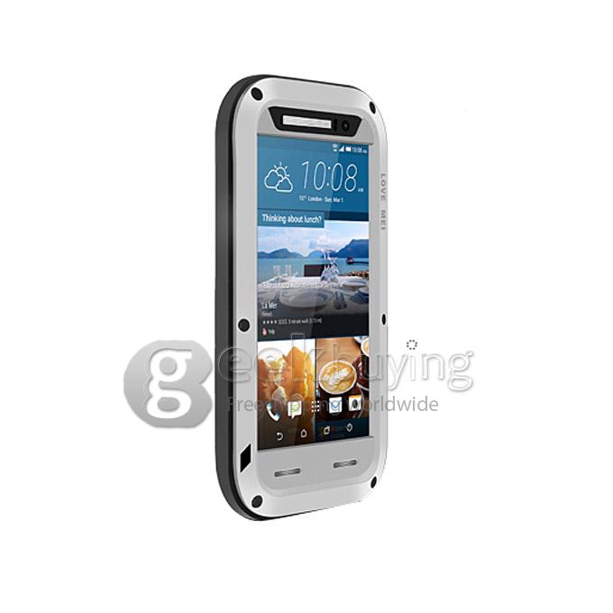 LOVE MEI Powerful Dirt/Shockproof Protective Case With Corning Gorilla Glass For HTC M9 -Silver
