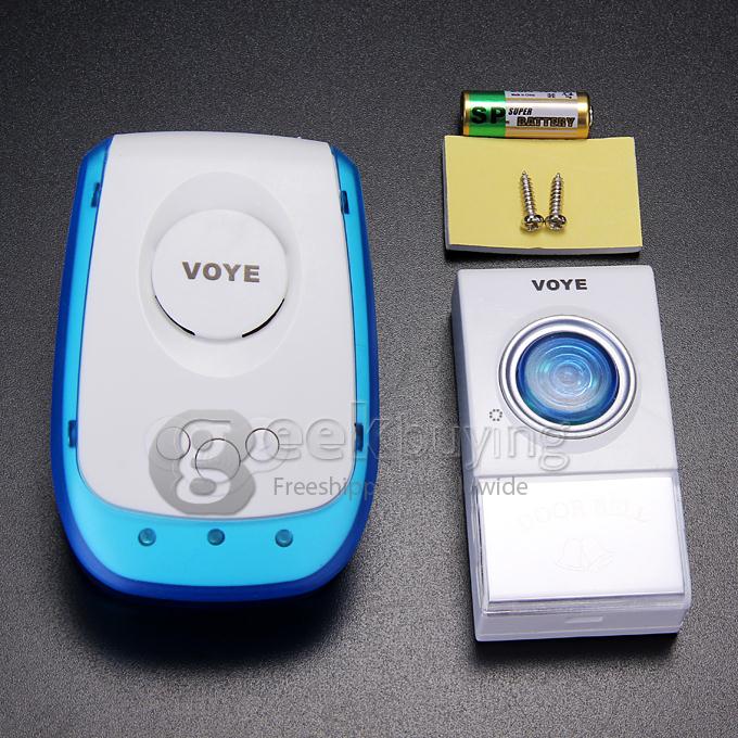 Voye V009A Wireless Intelligent Doorbell Remote Control Digital Receiver Doorbell With 38 Songs - White + Blue