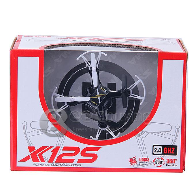 Syma X12S Nano Quadcopter 6-Axis Gyro Mini Drone 2.4G RC with Protective Guards - Black