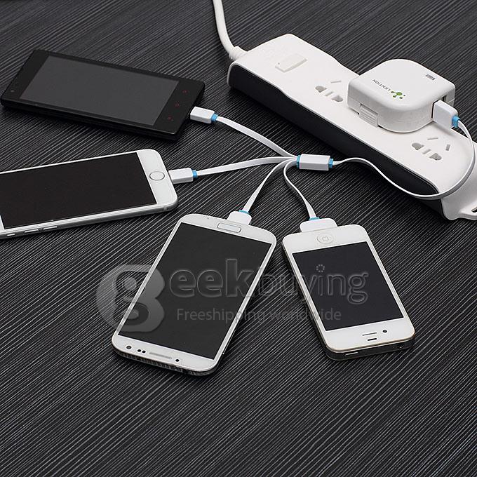 LENTION 4 In 1 Functional Charging Cable 1FT 100CM - Blue + White
