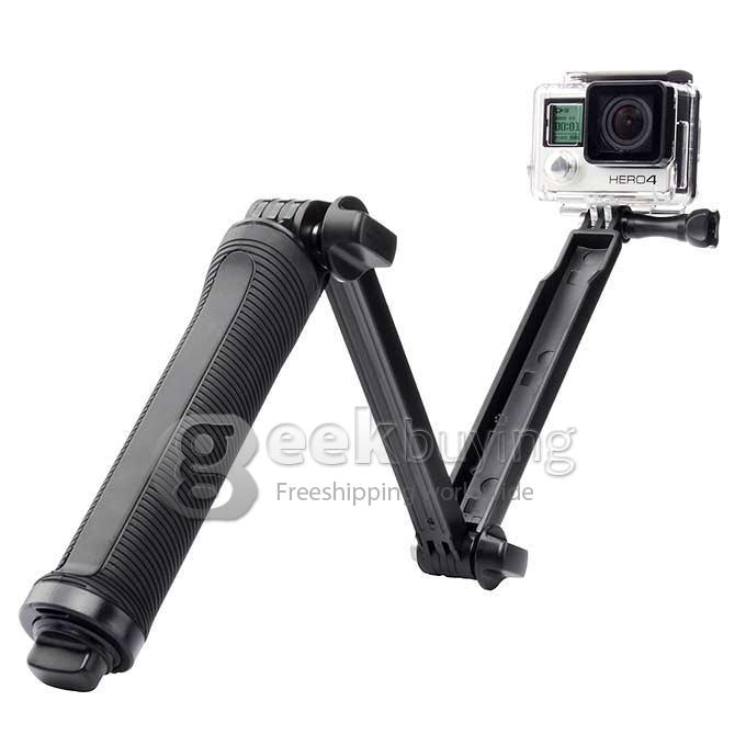 ST-198 3-Way Monopod Stand Mini Tripod for Gopro HD Hero 2 3 3+ 4 - Black