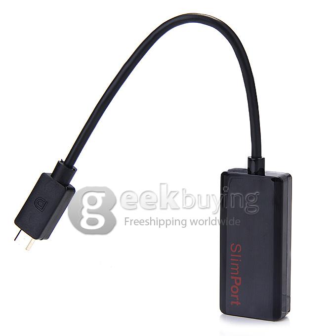SlimPort To HDMI 1080P 3D HDTV Video Adapter And High Speed Micro USB Male To HDMI Female Connector - Black