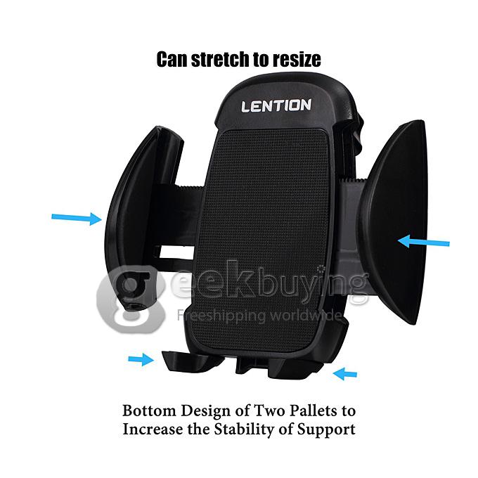 LENTION C300 Colorful Series 360 Degree Spin Car Mount Holder for iPhone iPod Phones PSP GPS iPhone 6s Plus - Black