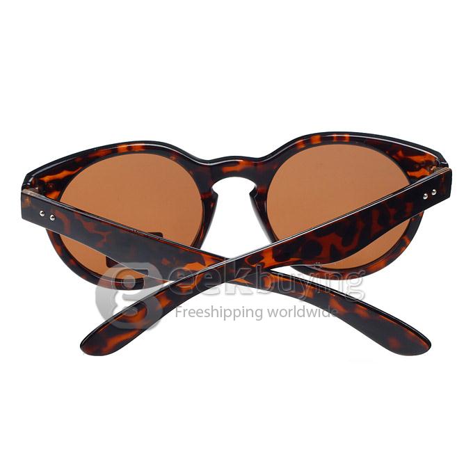 Fashion UV400 Protection Leopard Print PC Frame Resin Lens Round Sunglasses For Unisex Groups- Brown+Black