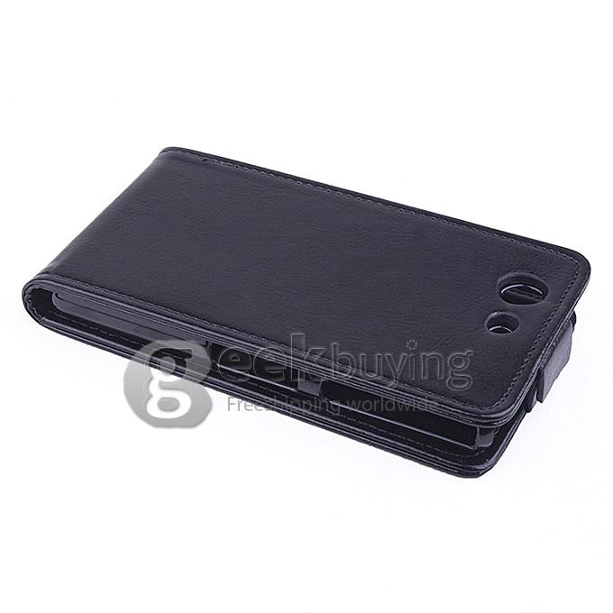 Protective Hard Cover Flip Stand Leather Case for Sony Z3 Compact Z3 Mini - Black