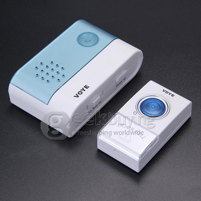 Voye V004A Wireless Intelligent Doorbell Remote Control Digital Receiver Doorbell With 38 Songs - White + Blue