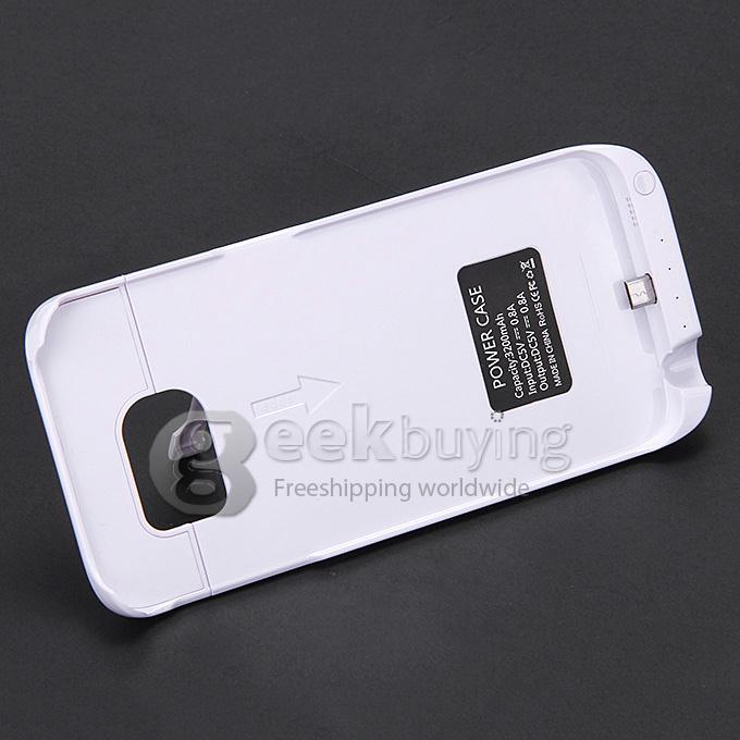 3200mAh Battery Power Pack Charger Case Cover For Samsung Galaxy S6 Edge G9250 - White