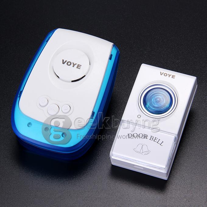 Voye V009A Wireless Intelligent Doorbell Remote Control Digital Receiver Doorbell With 38 Songs - White + Blue