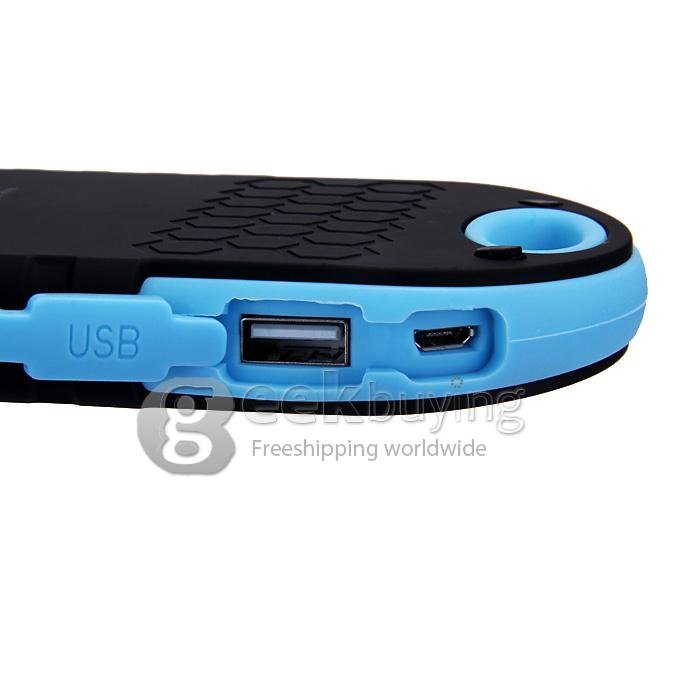 Solar Panel Charger 12000mAh Rain/Dirt/Shockproof Dual USB Portable Charger Backup External Battery - Blue+Black