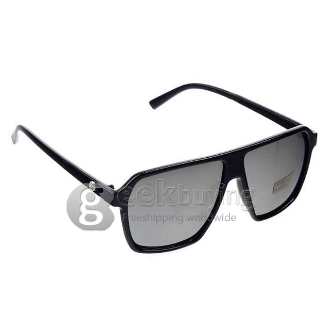 Vintage PC Frame UV400 Protection Resin Lens Sunglasses - Dumb Black+Deep Gray Blue