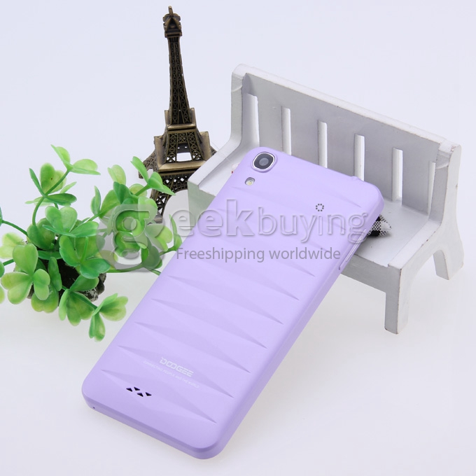 Doogee DG800 MTK6582 Quad Core 1.3GHz 4.5inch Android 4.4 OS Smartphone 1GB RAM 8GB ROM IPS QHD Screen 13.0MP 3G GPS OTG OTA Back Touch - Purple