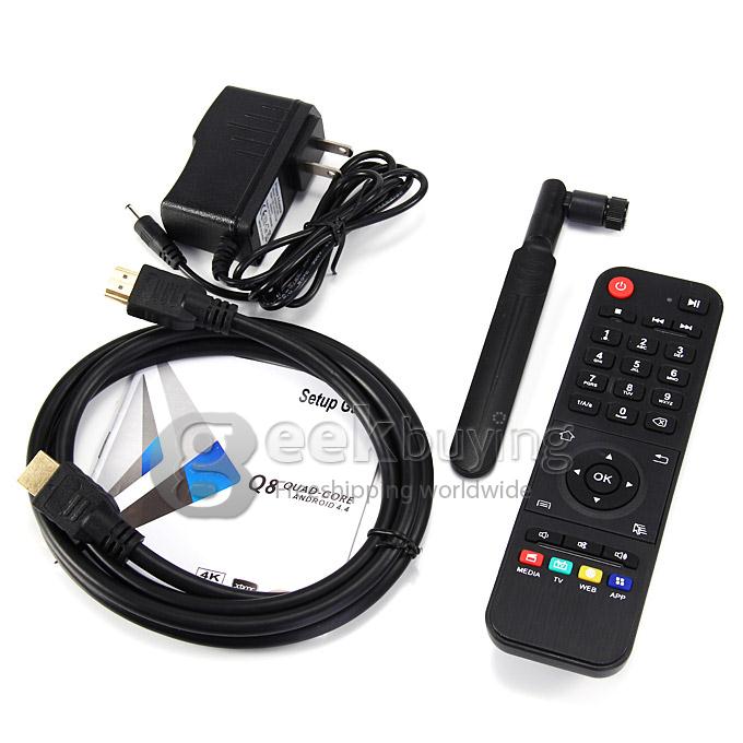 Q8 Android 4.4 Mini TV BOX RK3288 Quad Core 1.8GHz 2G/16G 2.4/5G Dual Band WIFI Gigabit Lan BT4.0 HDMI 4K H.265
