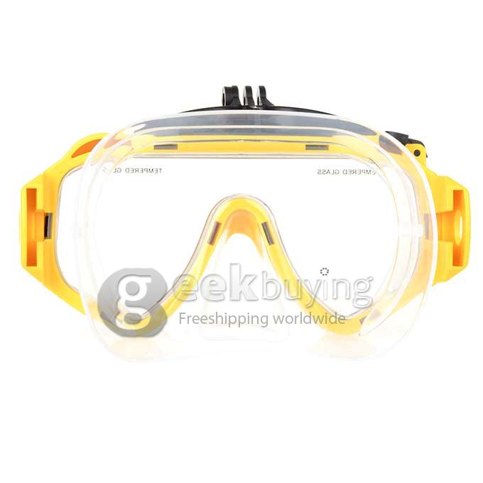 Universal Swimming Scuba Dive Snorkeling Mask for GoPro SJCAM Xiaomi Yi Xiaoyi Sport Camera - Yellow