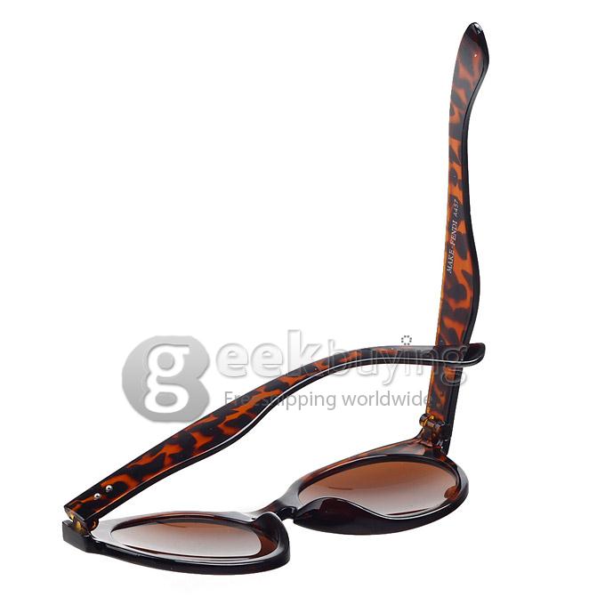 Fashion UV400 Protection Leopard Print PC Frame Resin Lens Round Sunglasses For Unisex Groups- Brown+Black