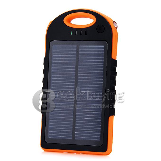 Solar Panel Charger 12000mAh Rain/Dirt/Shockproof Dual USB Portable Charger Backup External Battery - Orange+Black