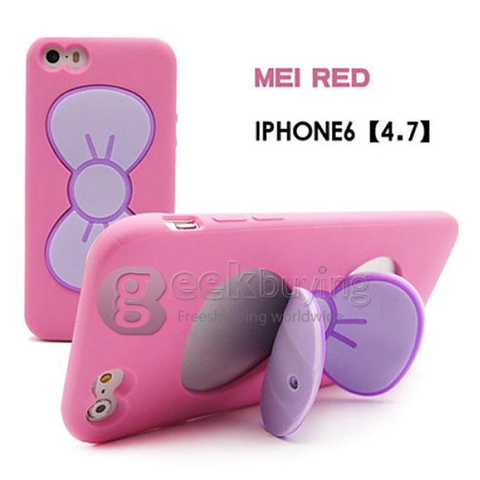 Butterfly Series Plastic Back Case Protective Cover Holder for iPhone 6 4.7inch - Rose