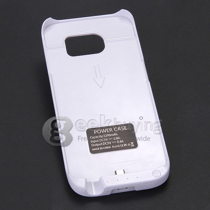 3200mAh Battery Power Pack Charger Case Cover For Samsung Galaxy S6 Edge G9250 - White