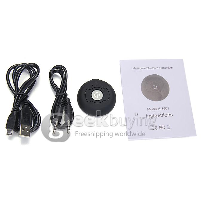 New H-366T Multi-Points Bluetooth 4.0 Audio Transmitter for Smart TV/ DVD/ MP3 - Black