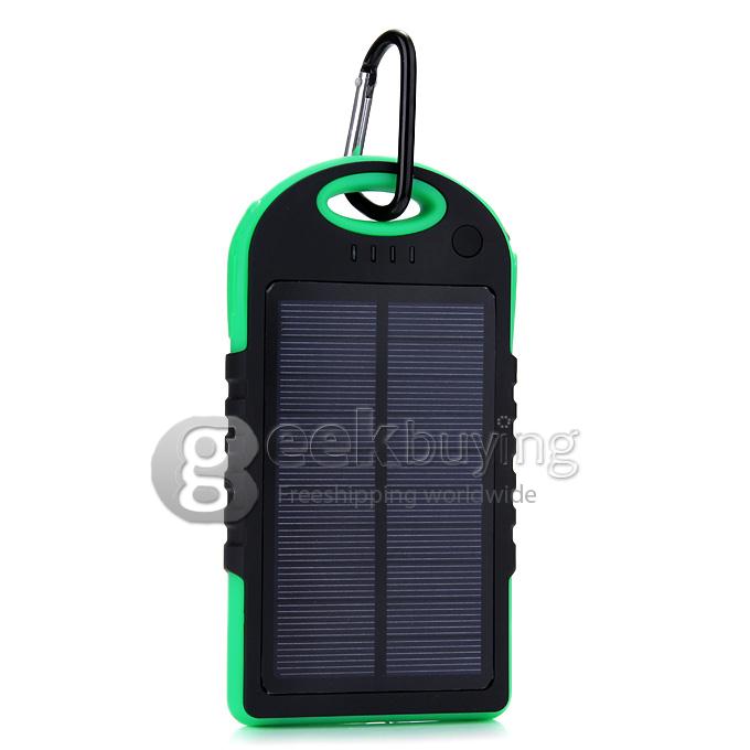 Solar Panel Charger 12000mAh Rain/Dirt/Shockproof Dual USB Portable Charger Backup External Battery - Green+Black