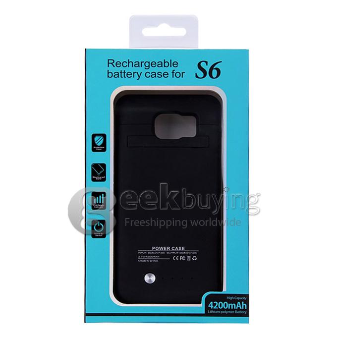 4200mAh Battery Power Pack Charger Cover Case For Samsung Galaxy S6 S6 Edge G9200 - Black