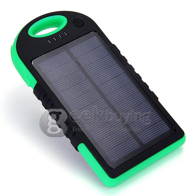 Solar Panel Charger 12000mAh Rain/Dirt/Shockproof Dual USB Portable Charger Backup External Battery - Green+Black