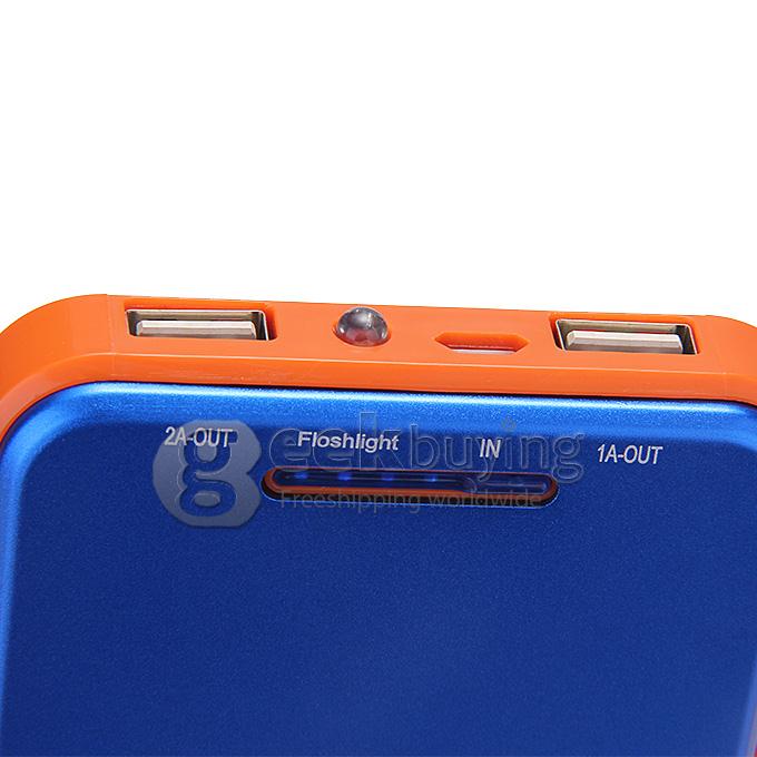 New DS158 Solar Charger 8000mAh Polymer Power Bank Portable USB Charger Dual USB - Blue