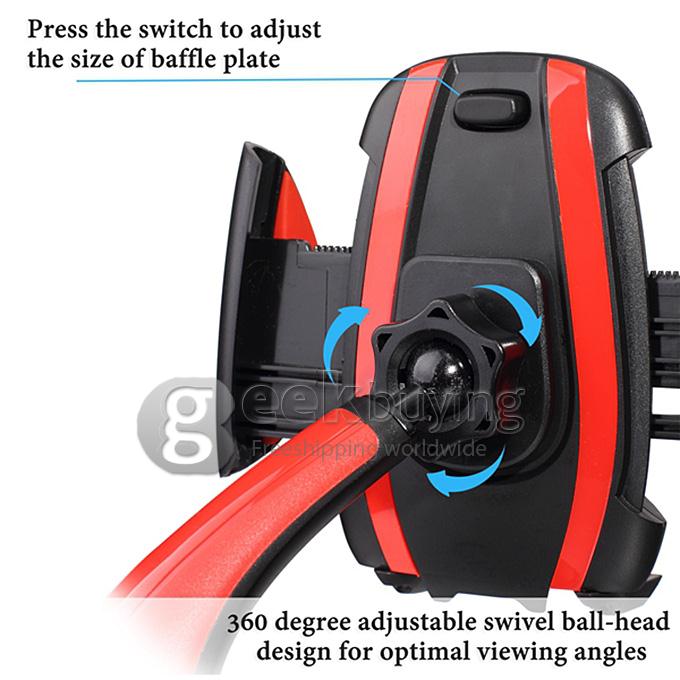 LENTION C300 Colorful Series 360 Degree Spin Car Mount Holder for iPhone iPod Phones PSP GPS iPhone 6s Plus - Red