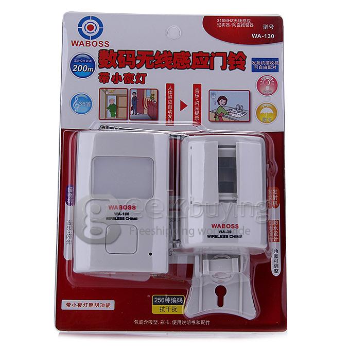 WA-130 New Digital Wireless Human Sensing Doorbell Waterproof Theftproof Alarm With Night Lamp - White