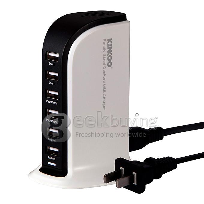 Kinkoo® Family-Sized 40W 6-Ports Desktop USB Charger for iPhone/ iPad / Android And Other USB Devices - White
