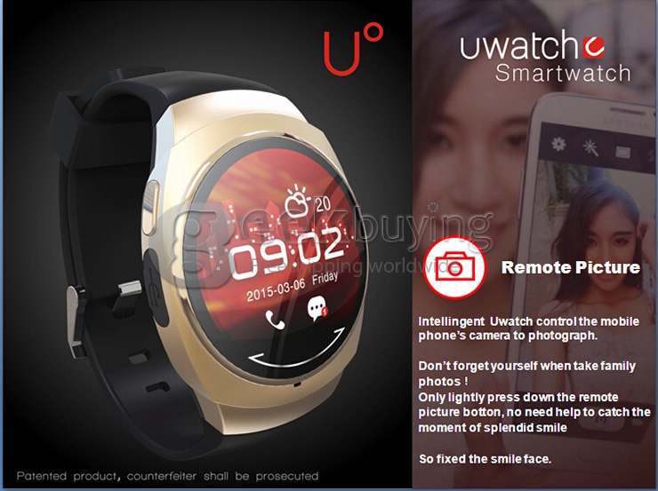 UO Bluetooth Smart Sports Watch Pedometer Stopwatch BT4.0 Waterproof For Andriod IOS - Gold