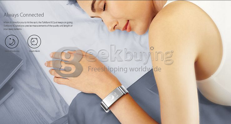 Original HUAWEI TalkBand B2 Health Smart Bracelet Band BT3.0 IP57 Dual MIC For Android IOS - Silver